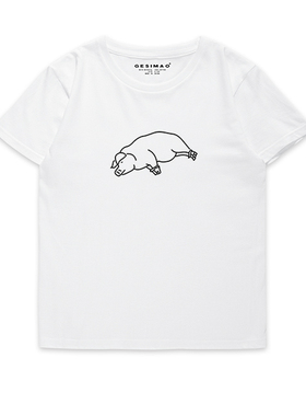 GESIMAO 一只猪 趣味宽松短袖白色T恤日系男女装怪味学生夏季上衣