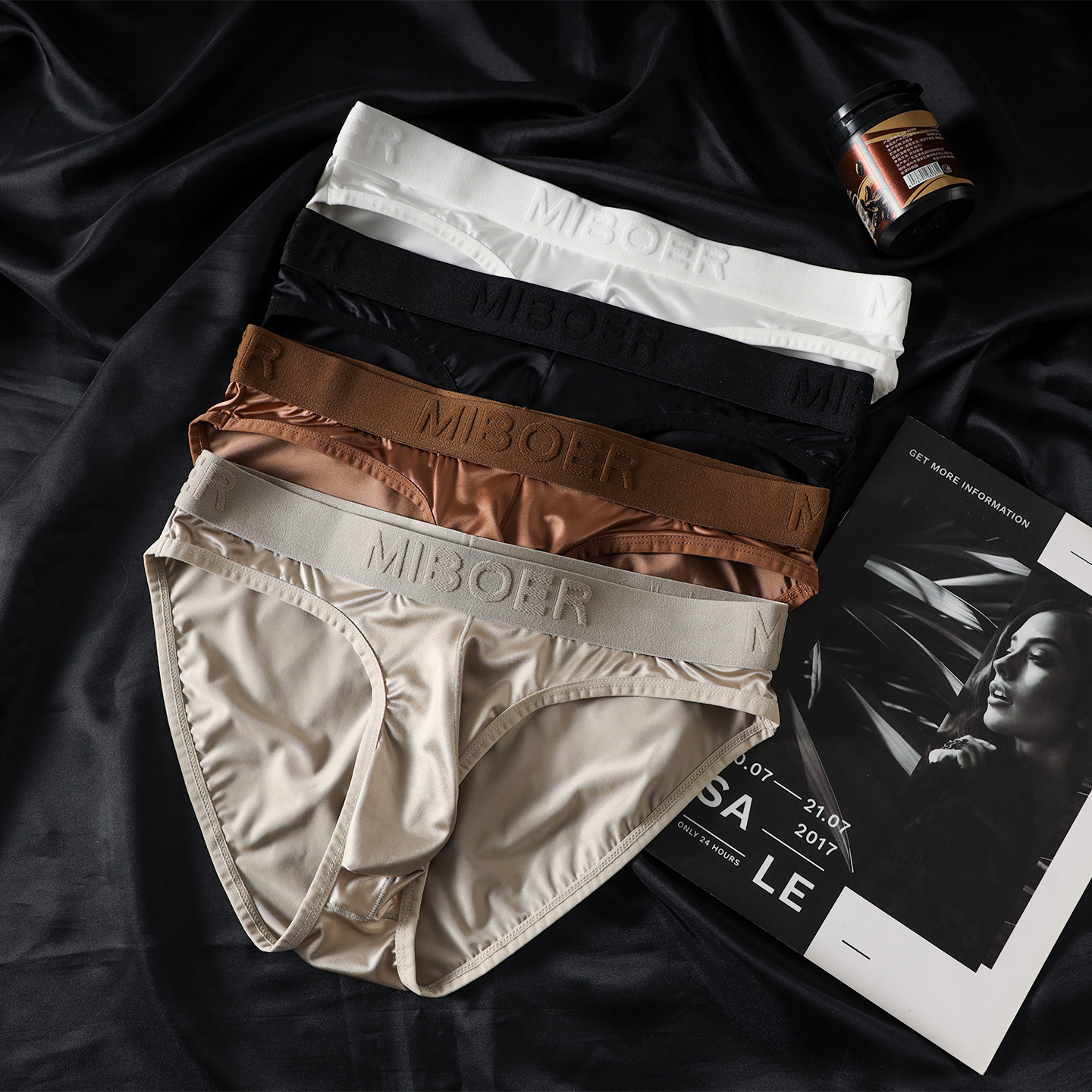 轻奢感男士三角内裤冰丝缎面