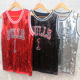 ds演出表演服男女歌手爵士舞台嘻哈街舞公牛1号亮片大码篮球背心