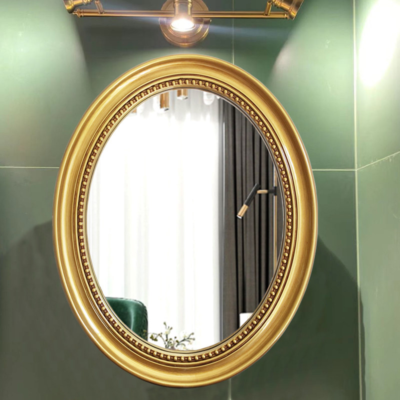法式复古浴室镜椭圆卫生间镜梳妆镜卫浴镜酒欧式店装饰镜壁挂防水