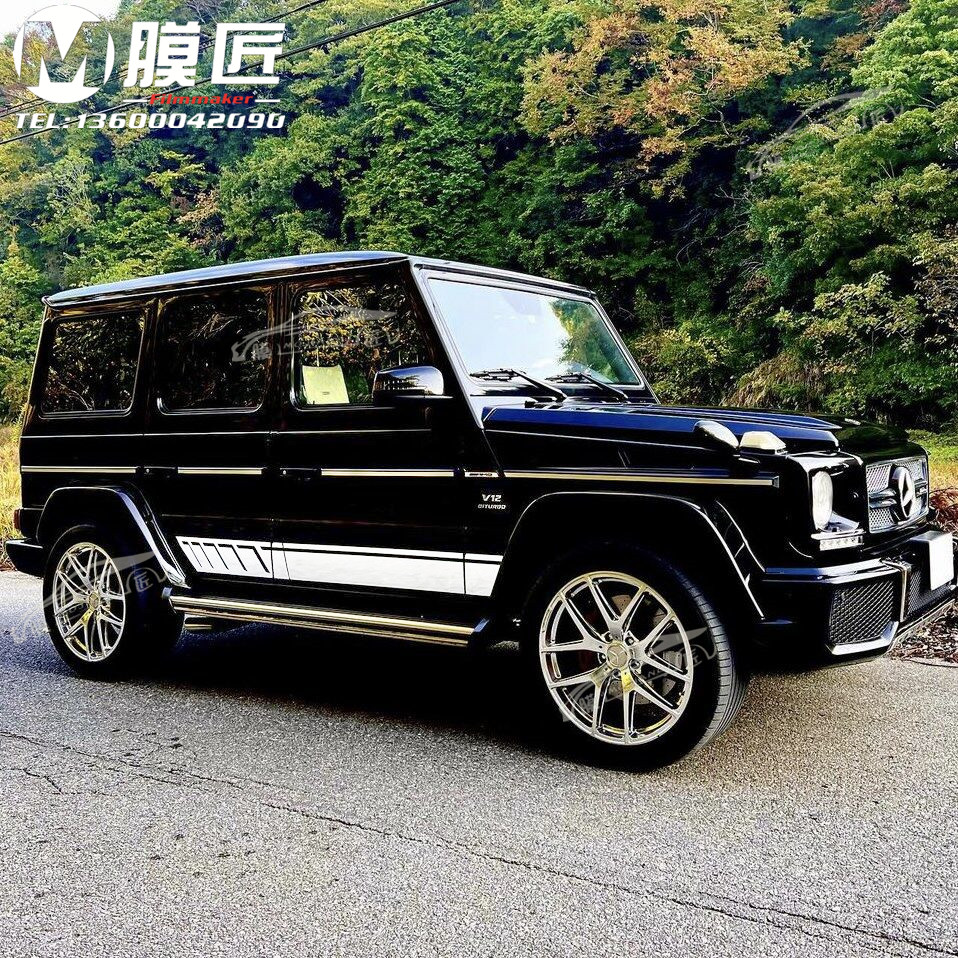 适用奔驰G500车贴拉花AMG G350 G55 G63 G65改装车身侧裙装饰贴纸