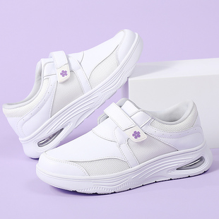 力臣马气垫网面运动护士鞋女软底透气舒适防滑魔术贴医护鞋