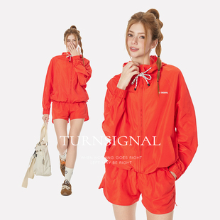 休闲运动两件套夏 女2026新款 TurnSignal潮牌防晒连帽外套短裤 套装