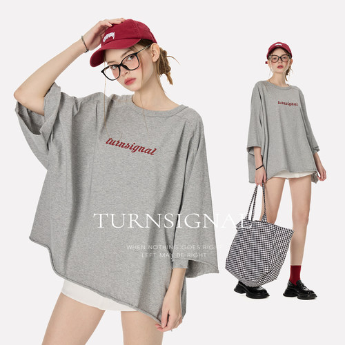 Turnsignal潮牌落肩短袖T恤女