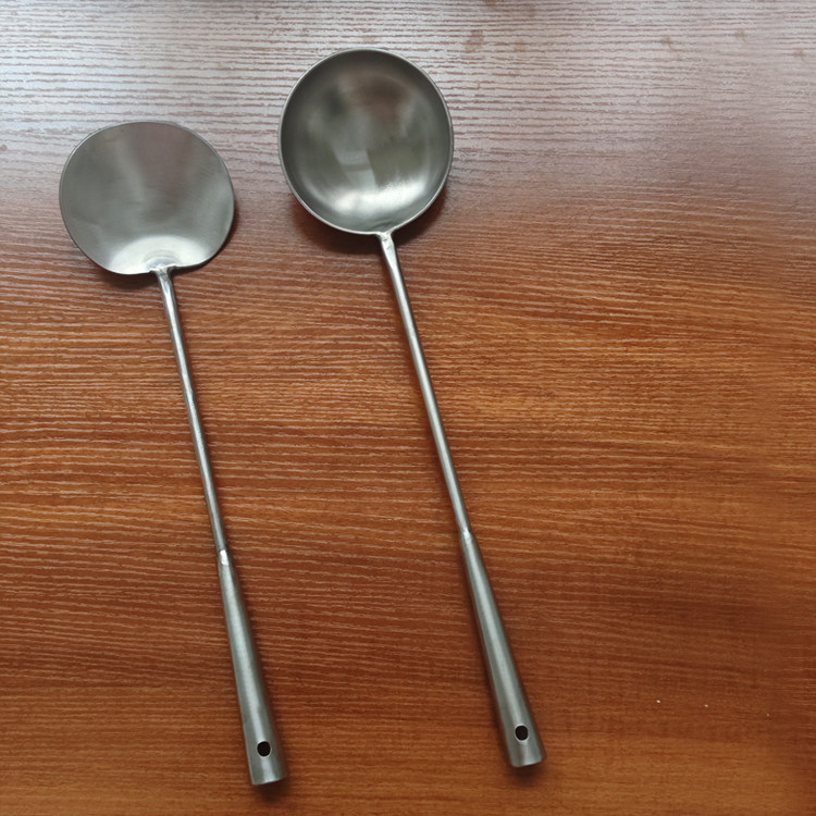 老式传统家用无涂层纯钛铲子纯钛勺子炒菜做汤长柄钛铲钛勺
