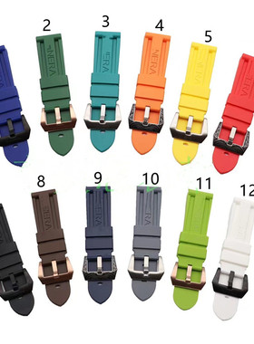 代用沛纳海手表带黑色灰色PAM441/359/312/616橡胶带针扣24mm