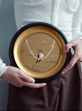 法式复古黑色金边小众装饰画客厅餐厅艺术圆盘组合挂画树脂相框