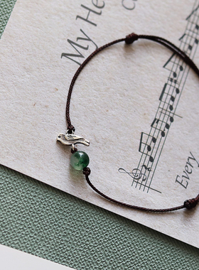 纯银知更鸟手绳女文艺百搭礼物