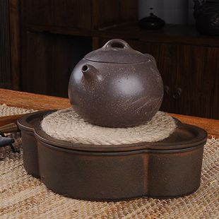 仿古铸铁壶承铁艺壶托干泡盘复古圆形日本简易茶盘配件手工茶具