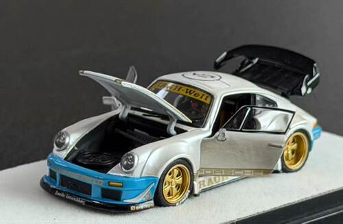 【现货】PGM 1:64 保时捷RWB 930 消光白 合金全开 汽车模型