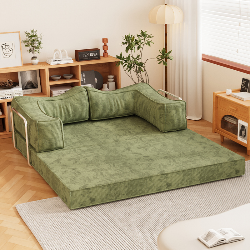 中古风布艺沙发小型折叠两用压缩