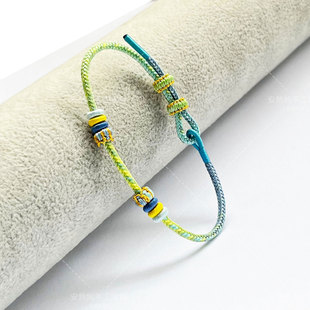 纯手工编织手绳精工编绳子可穿珠穿黄金配件2.8MM渐变色手工成品