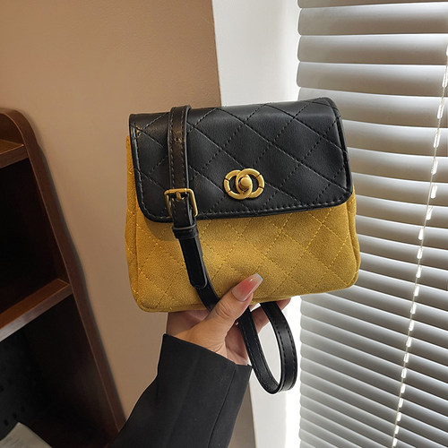 小香风包包2025秋季新款25A菱格单肩斜挎口盖包小方包