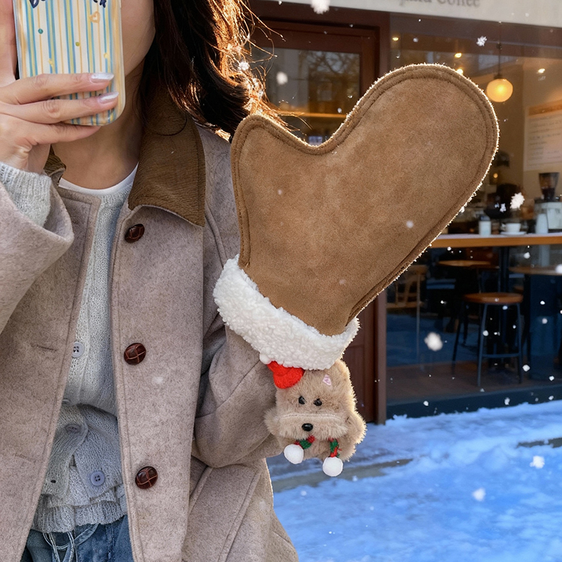 秋冬2025新款时尚羊羔毛毛绒手套包复古磨砂麂皮绒手提包斜挎包