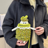 稀奇古怪丑萌mini小包包女童2026新款 斜挎可爱毛线针织编织手机包