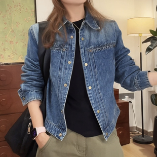 2026新款 小众设计极简风立体剪裁polo领牛仔外套