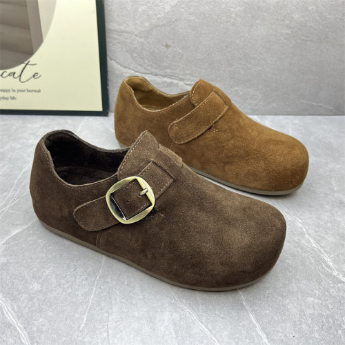 2025新款加绒保暖内增高复古一脚蹬大头勃肯鞋子女全包休闲棉鞋