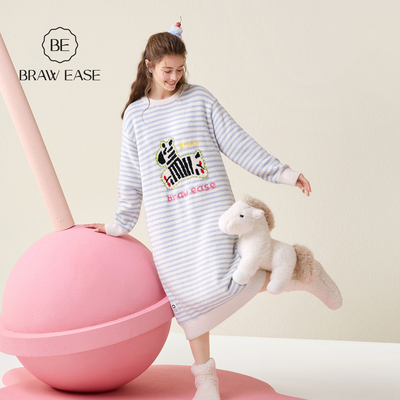 BE半边绒小马睡裙女冬新品