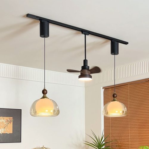 法式中古风轨道风扇灯餐厅吊灯