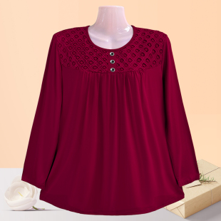 2025中老年女装 遮肚腩显瘦200斤穿上衣加肥纯色棉料打底 妈妈大码