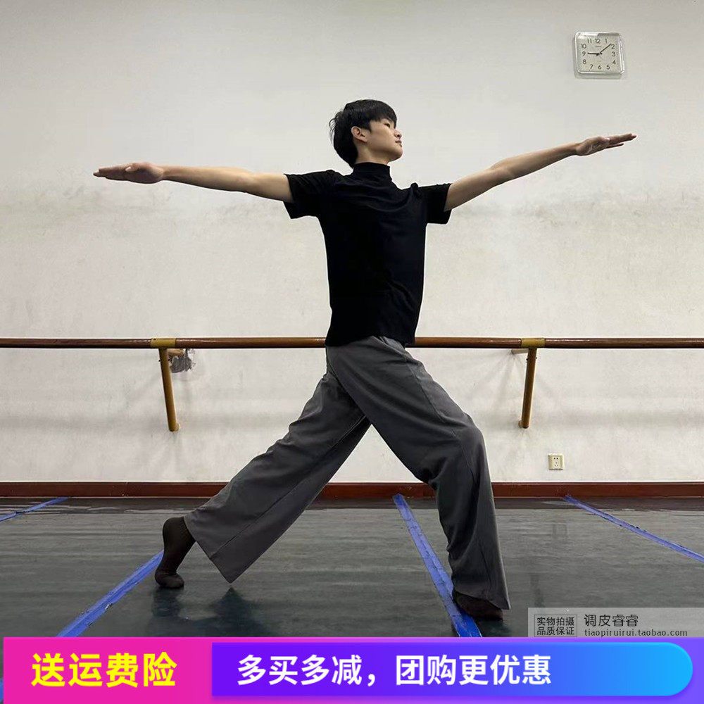 男女同款现代舞服套装帅气短袖上衣纯棉直筒裤穿搭舞蹈生基训服