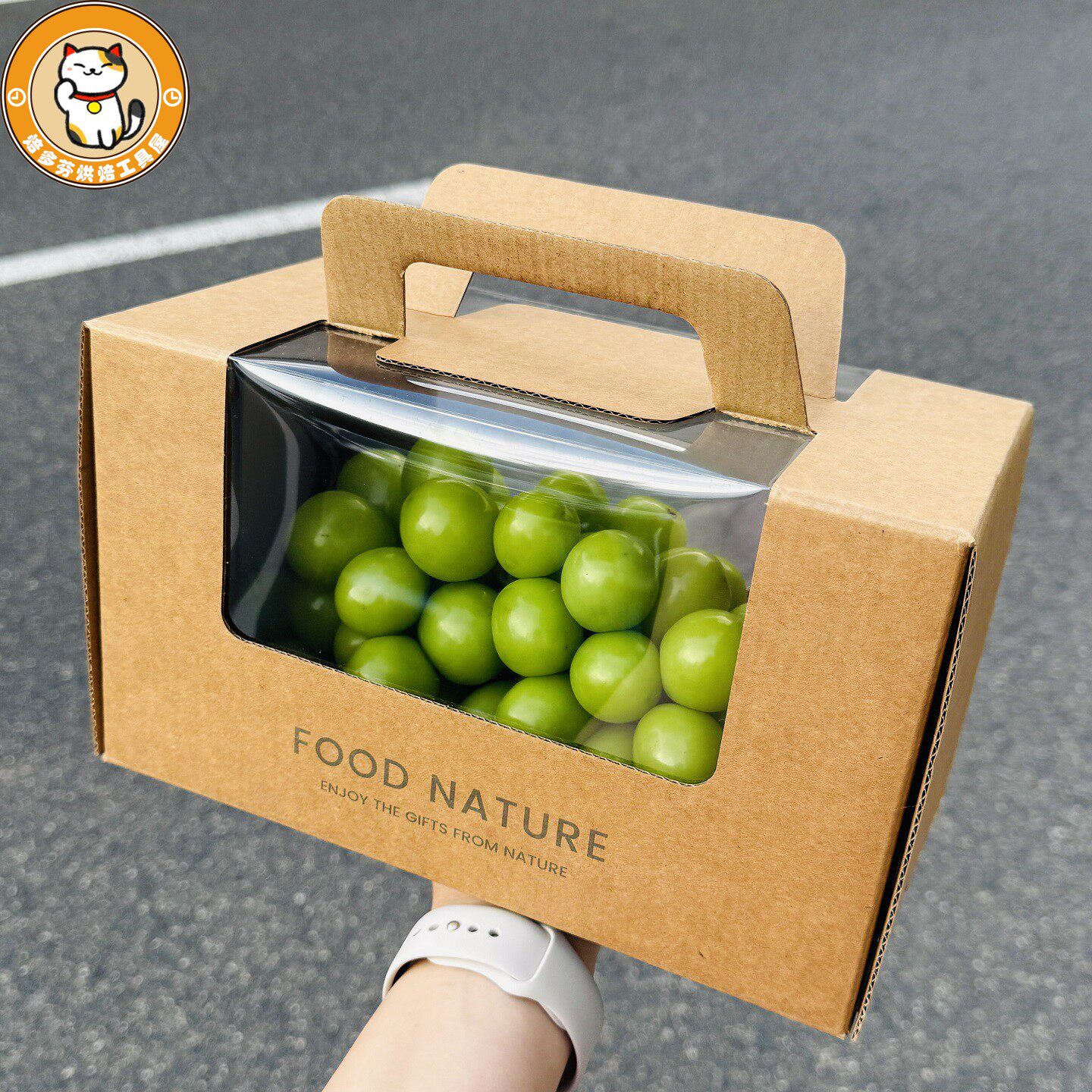 一串晴王葡萄手提礼品盒牛皮纸开窗蜜桔菠萝水果通用包装盒子节日