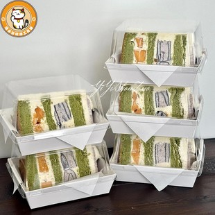 芒果抹茶千层切块蛋糕包装 盒加高3468寸榴莲慕斯切件一次性打包盒