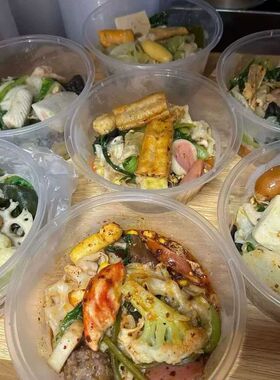 福州现货食品用塑料碗一次性餐盒透明圆碗大小加厚pp300套