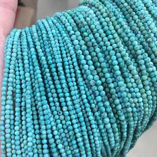 原矿绿松石高瓷微铁线2-3mm配链珠串网花散珠佛珠半成品