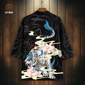 羽织防晒kimono衬衫 2025新款 道袍外套男ins国潮老虎印花披风夏季