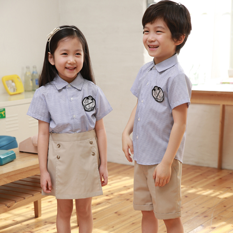 2018夏装幼儿园园服小学生校服衬衫短袖毕业礼服演出服合唱服毕业