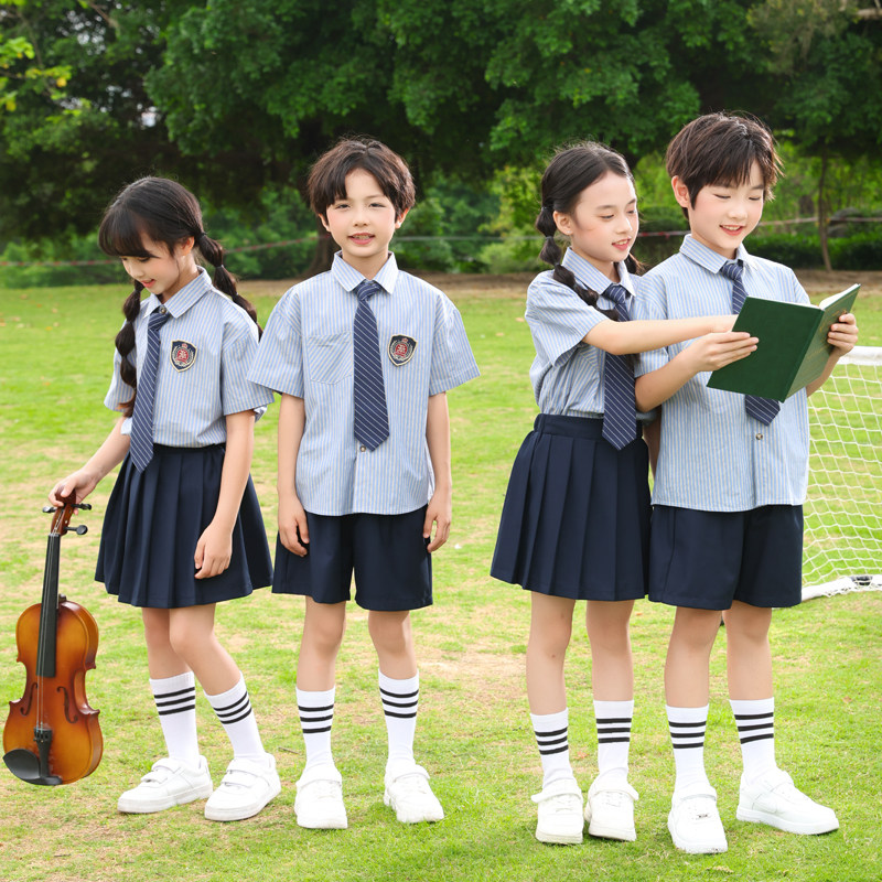 幼儿园园服夏装小学生班服夏季短袖校服毕业照运动会演出服装