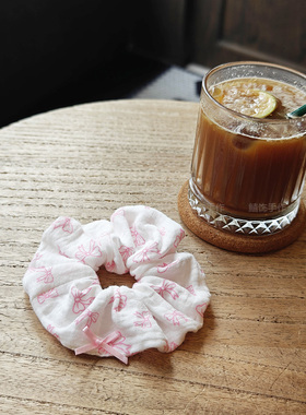 【三件19.9系列】Dokidoki自制粉色蝴蝶结双层棉纱大肠卷发圈头饰