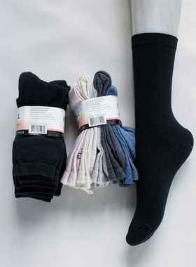 Coolmax户外速干防臭中筒袜女黑色商务高帮棉运动小码男袜纯色