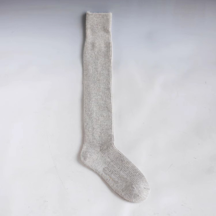 竖条纹羊毛高筒袜秋冬长筒女加厚保暖过膝打底袜大腿长袜显瘦外穿