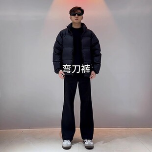 黑色马吉拉柳叶弯刀西裤男款垂坠感高级感cleanfit直筒微喇叭裤子