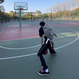 传奇商行学生三条杠裤子休闲百搭夏季薄款条纹拼接宽松男运动长裤