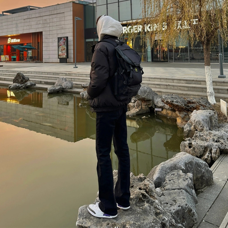 美式vibe高街水洗复古微喇牛仔裤男高个子黑色春季显瘦修身长裤子