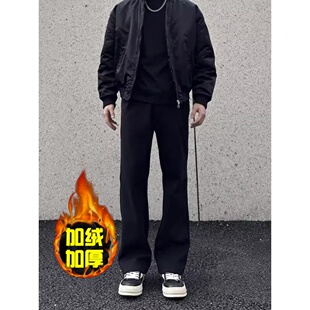 美式重磅毛呢517弯刀加绒西裤男秋冬潮牌cleanfit显瘦微喇休闲裤