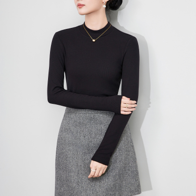 半高领长袖针织衫女上衣内搭毛衣