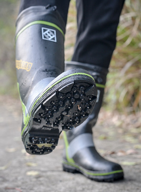 雨靴男中筒雨鞋防滑橡胶防蛇咬钓鱼水鞋加厚防护春夏高筒胶鞋水靴