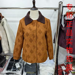 金宝丽A08休闲风菱形格短外套女春季 翻领拼接夹克显瘦上衣 新款