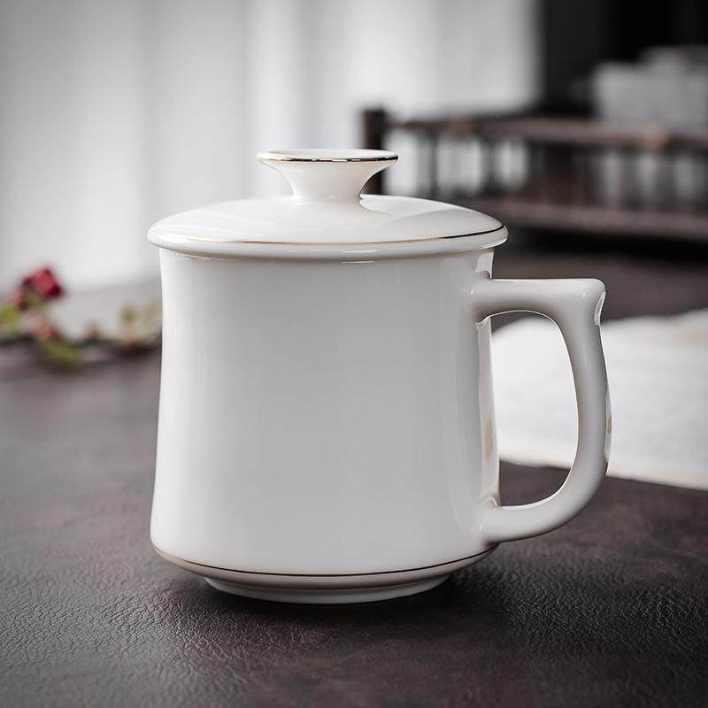 羊脂玉瓷马克杯带盖办公室茶杯陶瓷个人专用水杯家用轻奢定制杯子,餐饮具,茶杯,淘宝优惠券,粉丝福利购,淘宝优惠卷