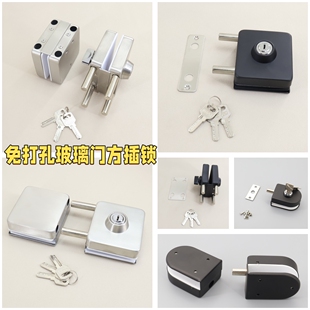 黑色玻璃门中央锁无框地弹簧门中锁亚黑玻璃门锁推拉门玻璃锁