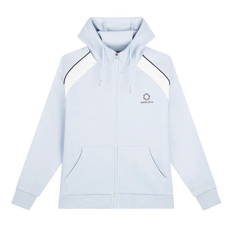361女士开襟卫衣连帽新品2025春绣花帽衫拼色运动外套562519051A