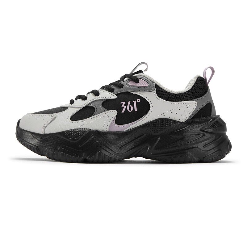 361度女鞋运动鞋2025秋新款时尚百搭革面舒适轻便休闲复古文化鞋