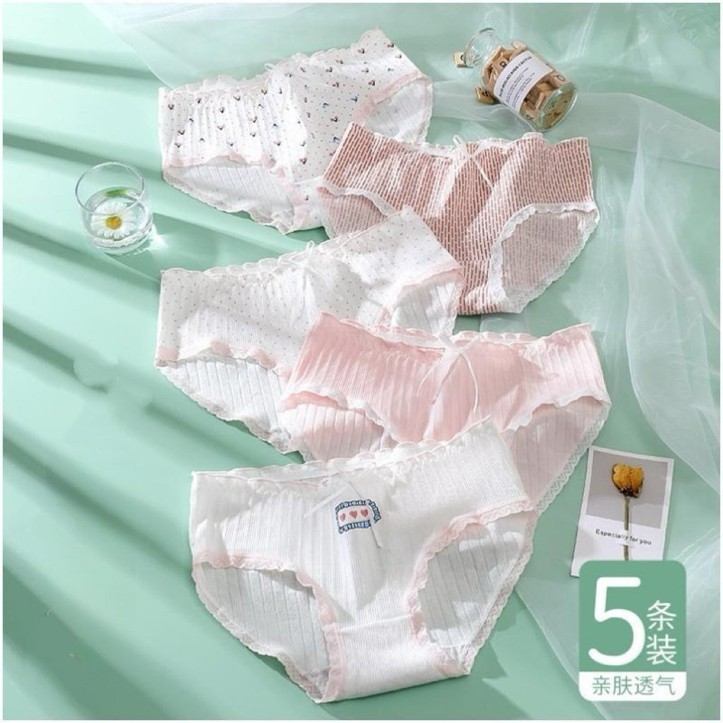 内裤女士双层内裆无痕中腰少女生秋春夏日系少女纯欲风三角短裤头