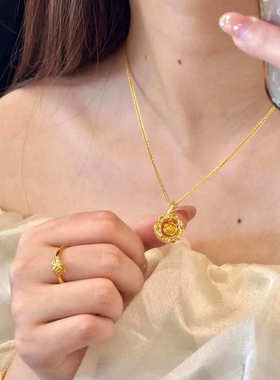 玫瑰花平安扣项链