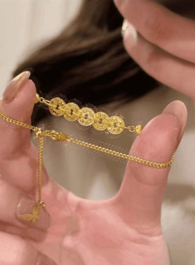 爆闪碎冰冰五帝钱手链女款高级手饰