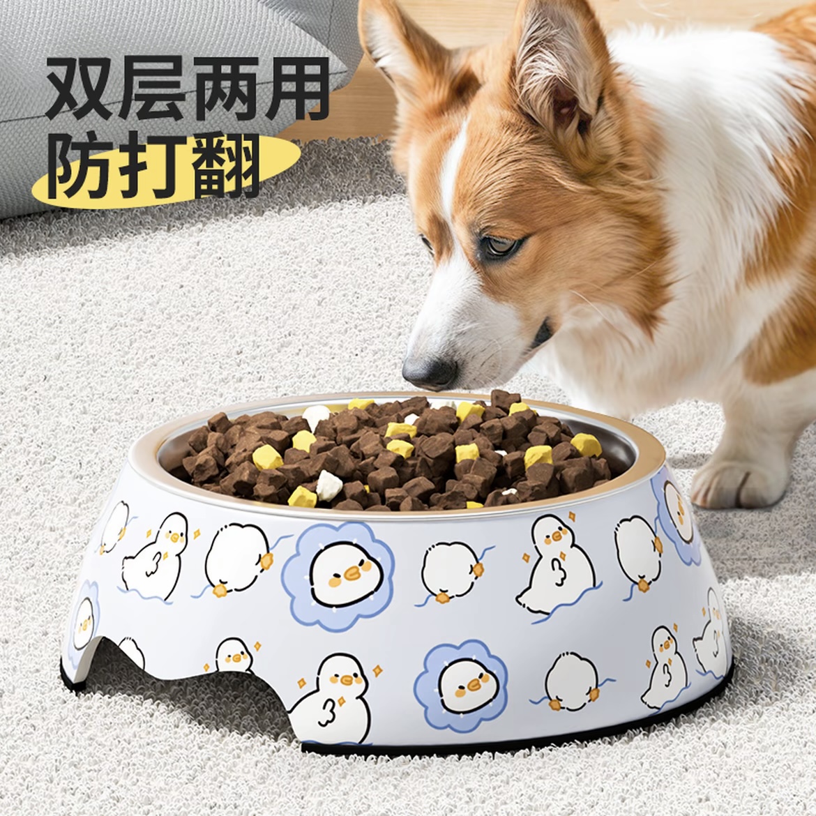 宠物狗碗食盆狗盆不锈钢防打翻小型犬中型犬柯基泰迪狗狗饭盆